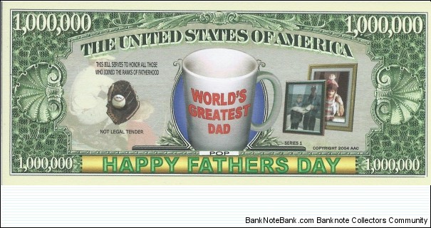 1.000.000 - Happy Fhaters Day - pk# NL - ACC American Art Classics - Not Legal Tender  Banknote