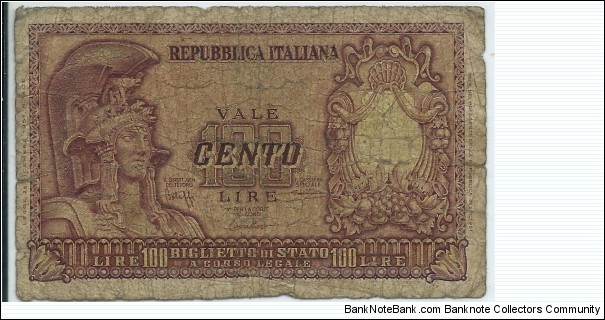 100 Lire - pk 92 Banknote