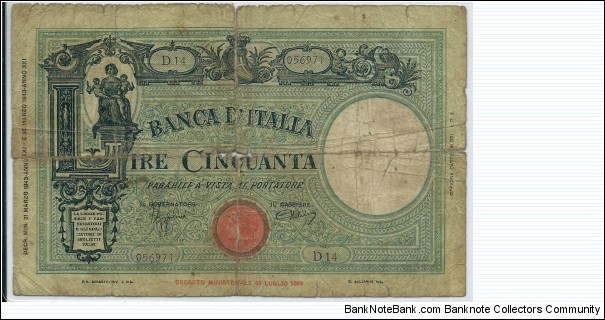 50 Lire - pk 64 - 31.03.1943 Banknote