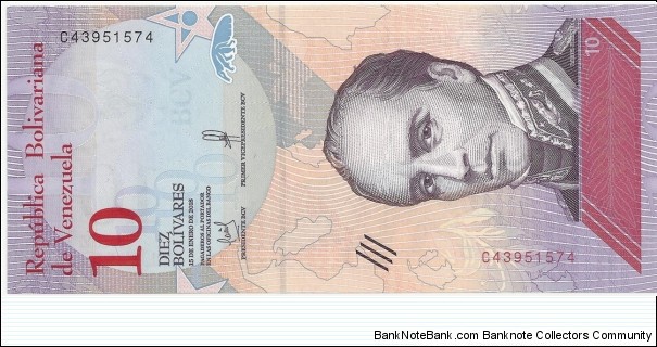 Venezuela 10 Bolivares 2018 Banknote