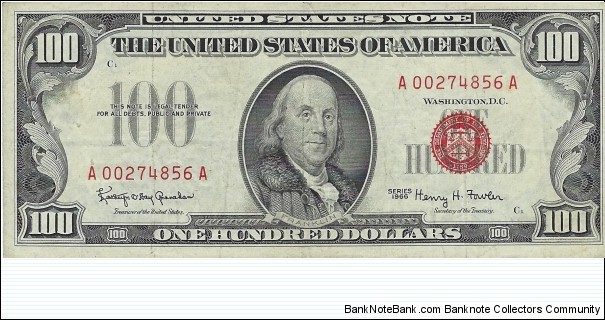 USA 100 Dollars
1966 
United States Note Banknote