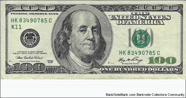 USA 100 Dollars
2006 
Federal Reserve Note Banknote