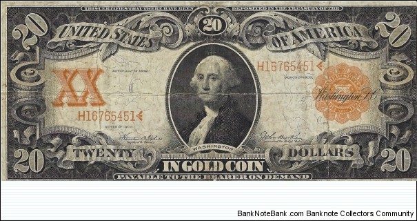 USA 20 Dollars
1906
Gold Certificate Banknote