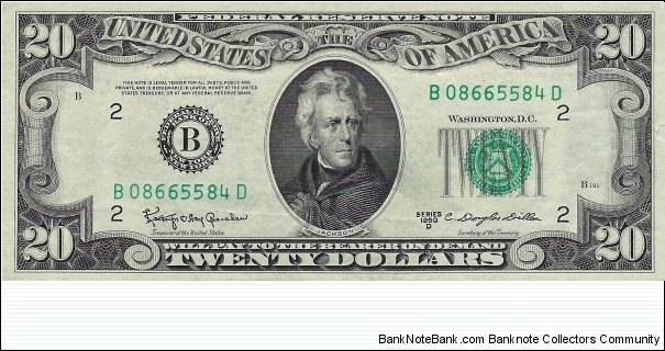 USA 20 Dollars
1950D
Federal Reserve Note Banknote