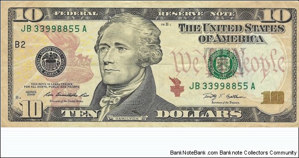 USA 10 Dollars
2009
Federal Reserve Note Banknote