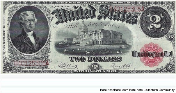 USA 2 Dollars
1917
United States Note Banknote
