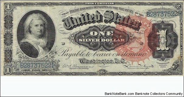 USA 1 Dollar
1886
Silver Certificate Banknote