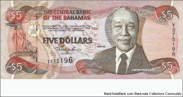 BAHAMAS 5 Dollars
2001 Banknote