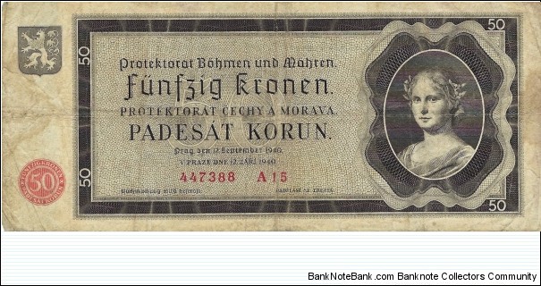 BOHEMIA-MOROVIA 50 Kronen
1940 Banknote