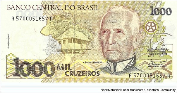 BRAZIL 1000 Cruzeiros
1990 Banknote
