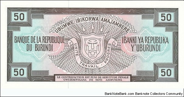 Banknote from Burundi year 1991