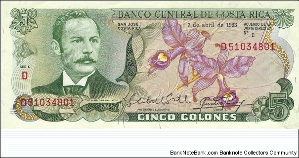 COSTA RICA 5 Colones
1983 Banknote