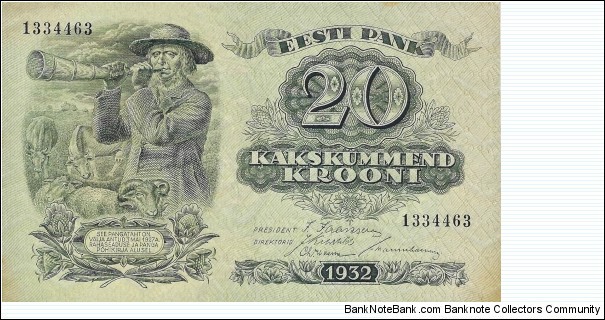 ESTONIA 20 Krooni
1932 Banknote