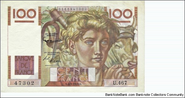 FRANCE 100 Francs
1952 Banknote