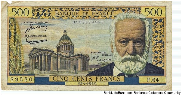 FRANCE 500 Francs
1955 Banknote