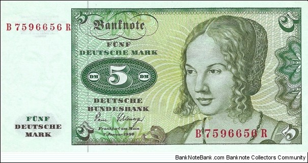 GERMANY
5 Deutsche Mark
1980 Banknote