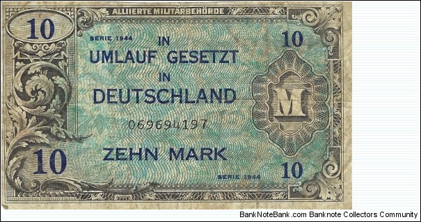GERMANY 10 Mark
1944
Allied Occupation Banknote