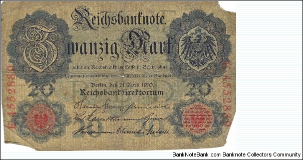 GERMAN EMPIRE
20 Mark
1910 Banknote