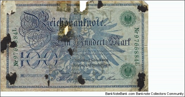 GERMAN EMPIRE
100 Mark
1908 Banknote