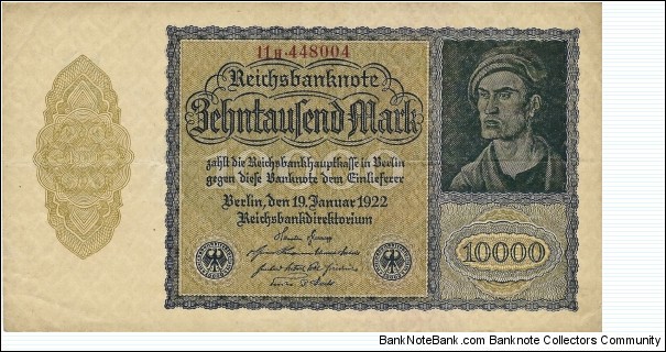 GERMANY
10,000 Mark
1922 Banknote