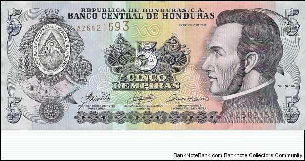HONDURAS 5 Lempiras
2006 Banknote