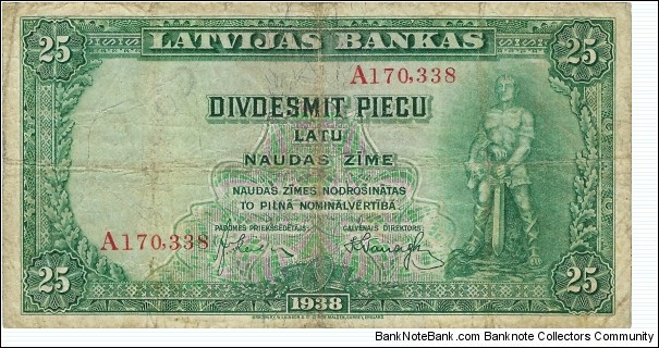 LATVIA 25 Latu
1938 Banknote