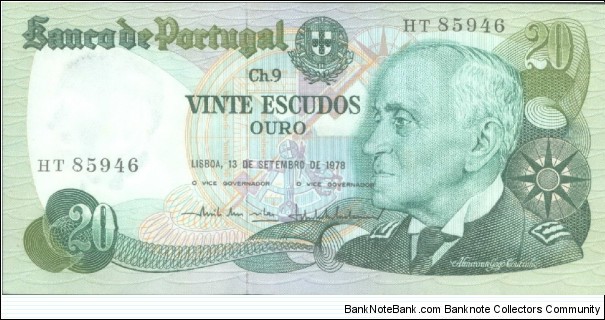 20 $ - Portuguese escudo Banknote