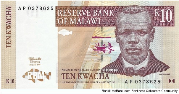 MALAWI 10 Kwacha
1997 Banknote