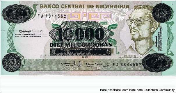 NICARAGUA 10,000 Cordobas
1989 Banknote