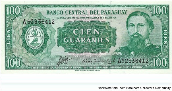 PARAGUAY 100 Guaranies
1982 Banknote