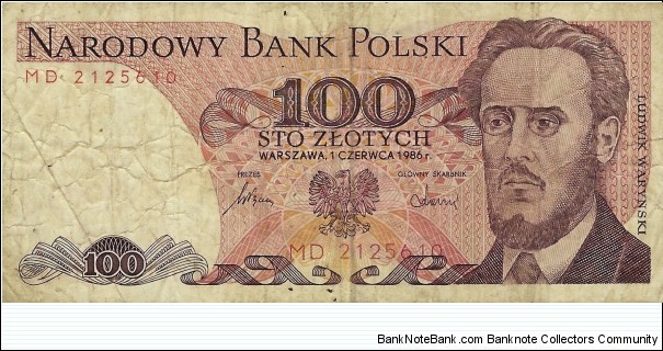POLAND 100 Zlotych
1986 Banknote