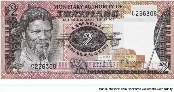 SWAZILAND 2 Emalangeni
1974 Banknote