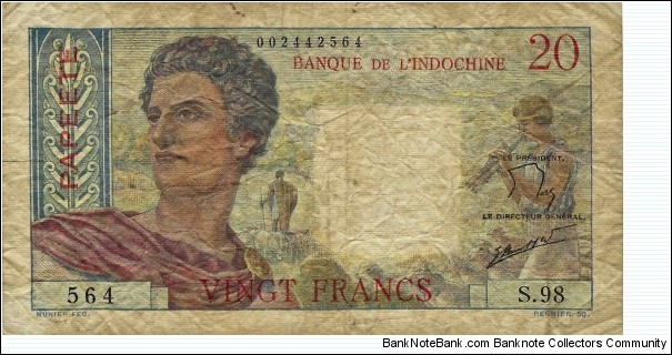 TAHITI 20 Francs
1960 Banknote