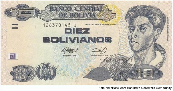 
10 Bs. - Bolivian boliviano

Serie I Banknote