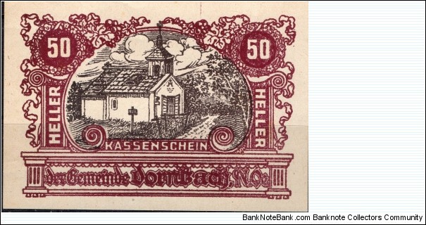 Dornbach, Vienna. 50 Heller Notgeld Banknote