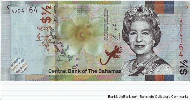 The Bahamas 2019 1/2 Dollar (50 Cents). Banknote