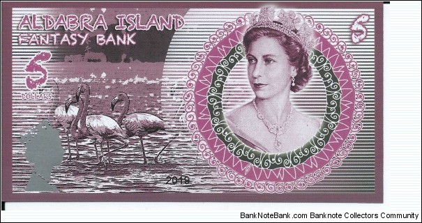 ALDABRA ISLAND - 5 Dollars - pk NL - Pivate Issue - Polymer - Fantasy Bank - Not Legal Tender  Banknote