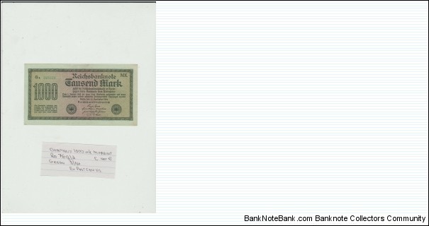 1000 MARK ERROR PRINT PRIVATE PRINTER ISSUED BANKNOTE RARE Banknote