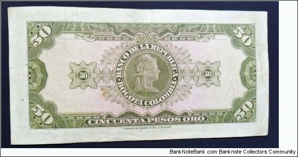 Banknote from Colombia year 1967