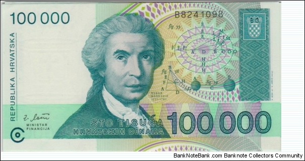 P-27 100000 Dinara Banknote