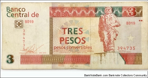 3 Pesos Convertibles Banknote