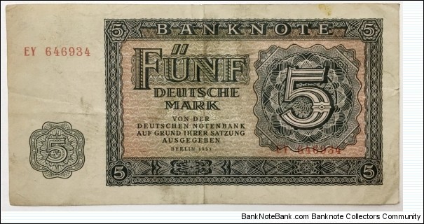 5 Mark (East Germany 1955) Banknote