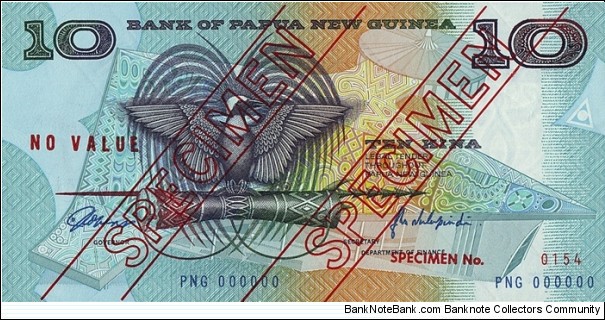 Papua New Guinea N.D. 10 Kina.

Specimen. Banknote
