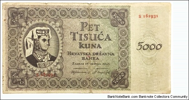 5000 Kuna(Independent State 1941-1944) Banknote