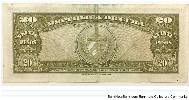 Banknote from Cuba year 1958
