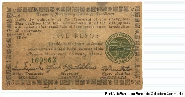 5 Pesos (Negros Emergency Currency Board 1944) Banknote