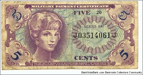 5 Cents (Military Payment Certificate-1965) Banknote