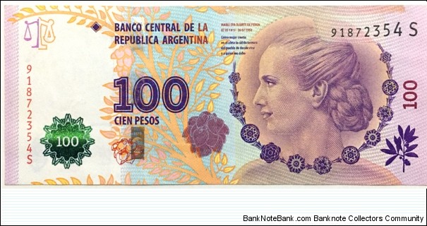 100 Pesos (60th Anniversary of Eva Perons Death) Banknote