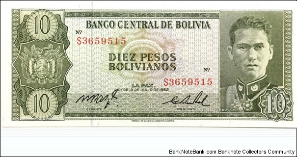 10 Pesos Bolivianos / 10.000 Bolivianos Banknote