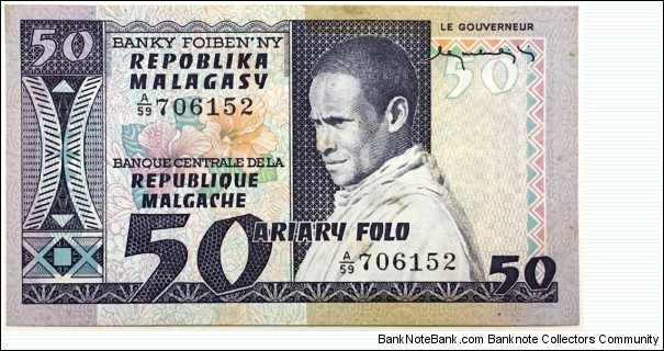 50 Francs / 10 Ariary Banknote